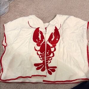 White and Red Lobster Terry Cloth Top